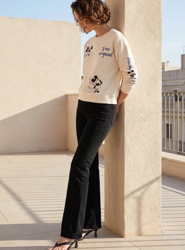 GINGER Washed High-Rise Flared Jeans
