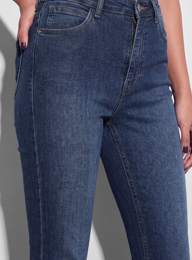 GINGER Solid Woven Flared Jeans