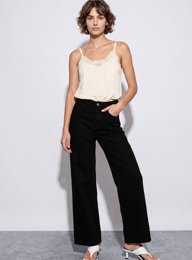 GINGER Washed Woven High Waist Jeans