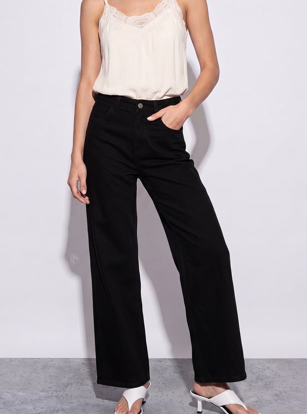GINGER Washed Woven High Waist Jeans