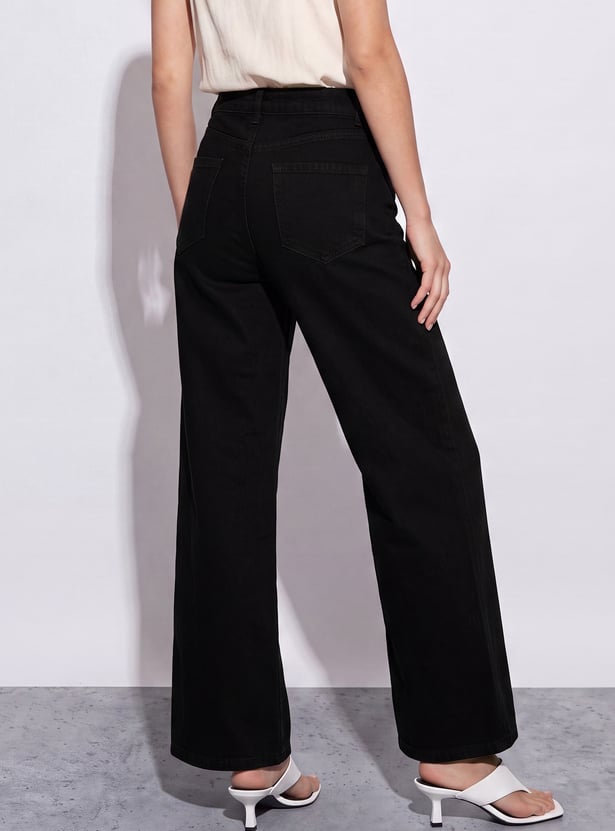 GINGER Washed Woven High Waist Jeans