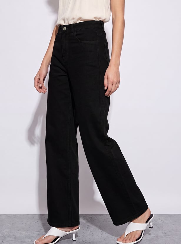 GINGER Washed Woven High Waist Jeans