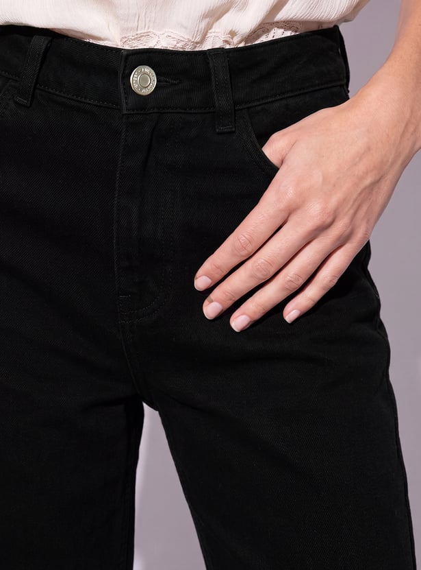 GINGER Washed Woven High Waist Jeans