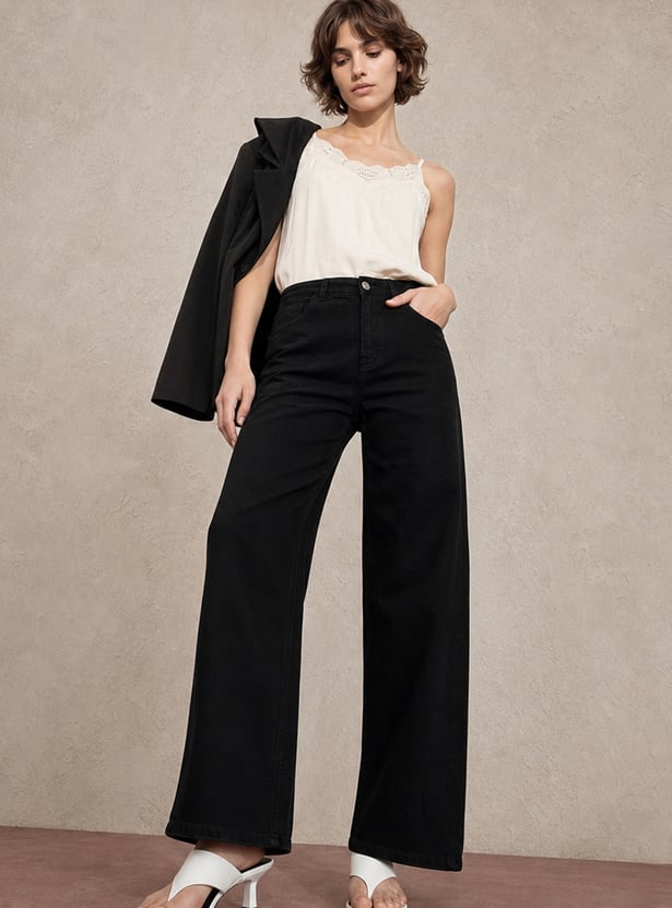 GINGER Washed Woven High Waist Jeans