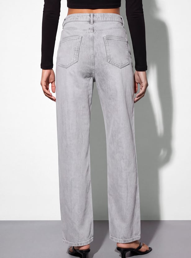 GINGER Washed Woven High Waist Jeans