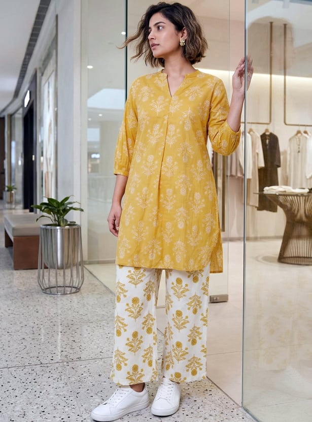 MELANGE Floral Print Straight Kurta Set