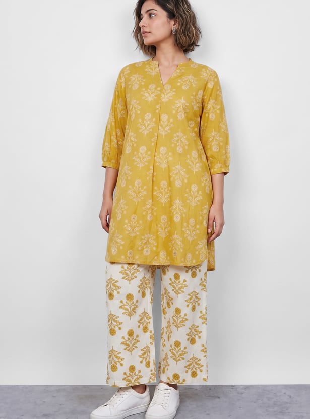 MELANGE Floral Print Straight Kurta Set