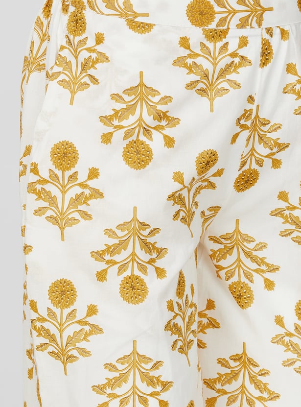 MELANGE Floral Print Straight Kurta Set