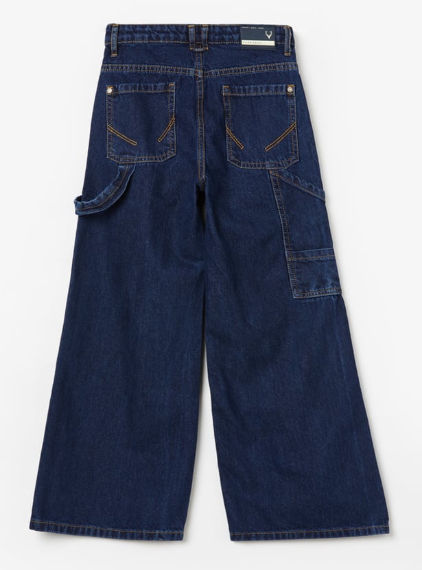 ALLEN SOLLY Boys Medium Wash Comfort Fit Jeans