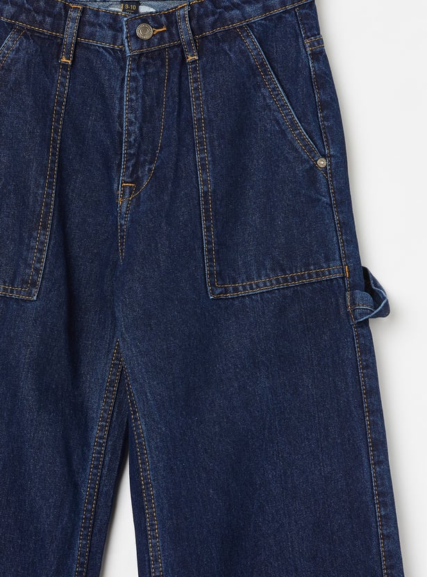 ALLEN SOLLY Boys Medium Wash Comfort Fit Jeans