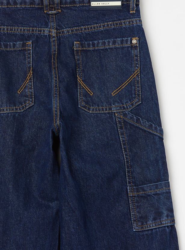 ALLEN SOLLY Boys Medium Wash Comfort Fit Jeans