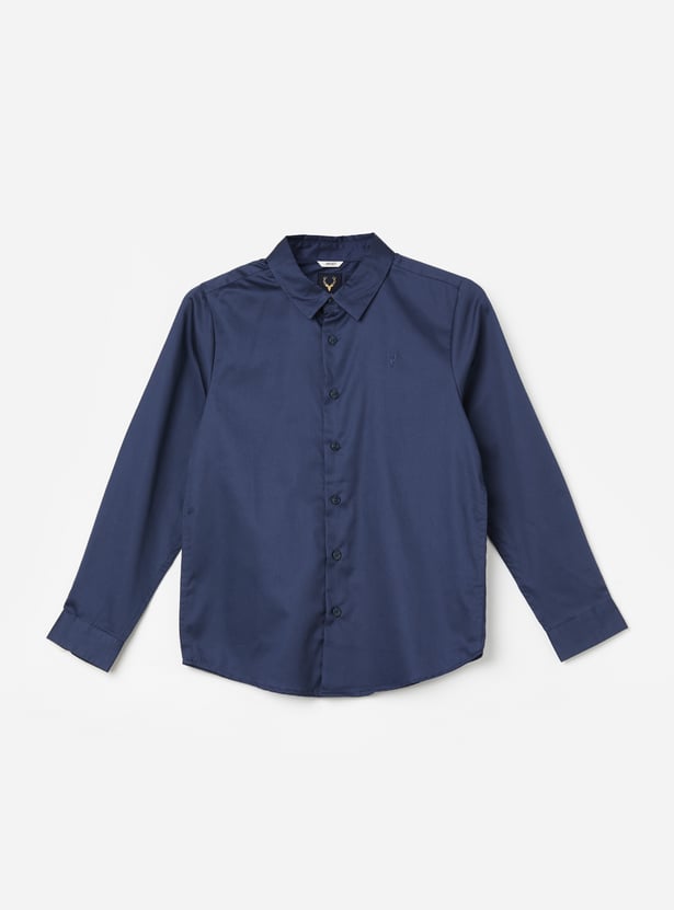 ALLEN SOLLY Boys Solid Full Sleeves Shirt