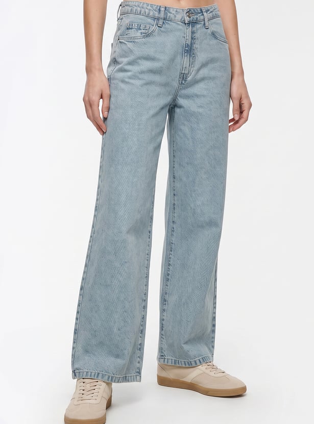 KRAUS Solid Wide Leg Jeans