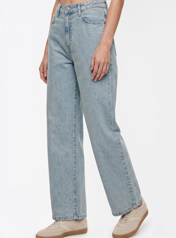 KRAUS Solid Wide Leg Jeans
