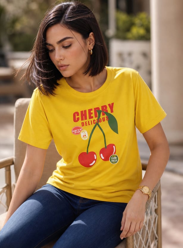 FAME FOREVER Cherry Graphic Print T-shirt