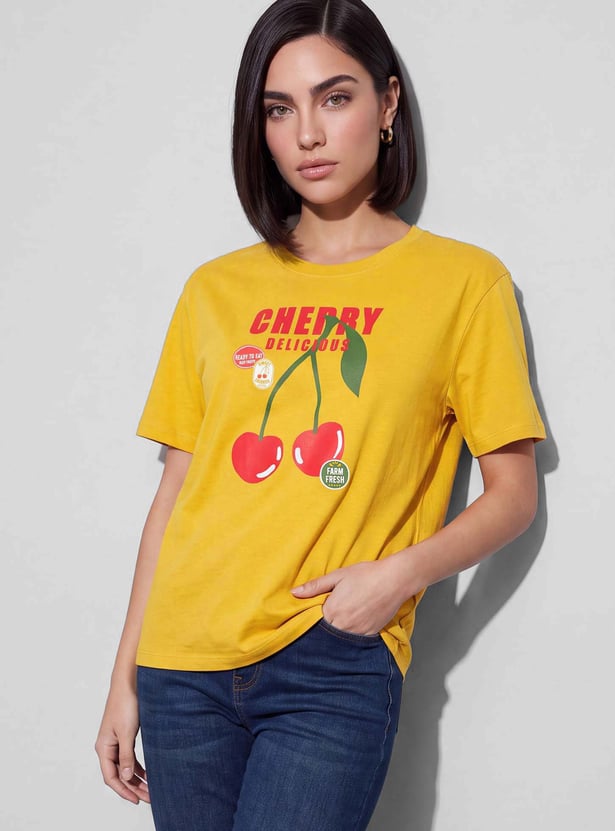 FAME FOREVER Cherry Graphic Print T-shirt