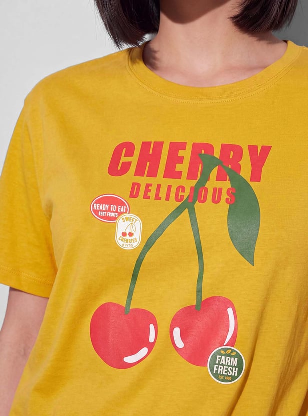 FAME FOREVER Cherry Graphic Print T-shirt