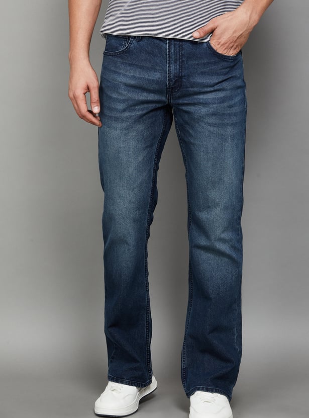 SPYKAR Washed Boot Cut Jeans