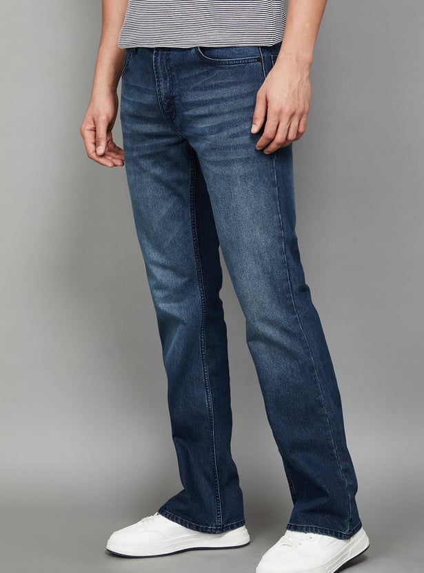 SPYKAR Washed Boot Cut Jeans