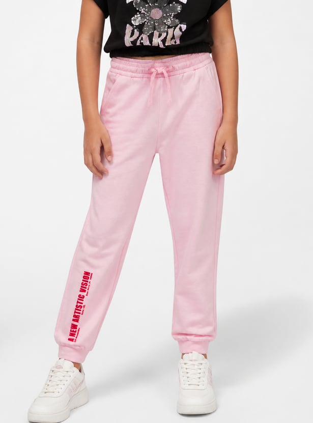 FAME FOREVER Girls Typographic Print Joggers