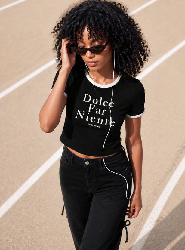 KAPPA Typographic Print Crop T-shirt