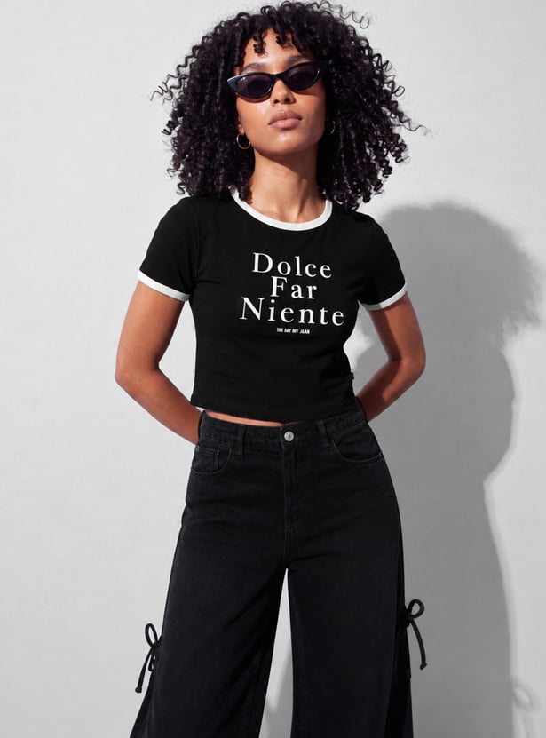 KAPPA Typographic Print Crop T-shirt