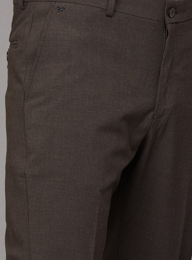 BLACKBERRYS Solid Slim Straight Formal Trousers