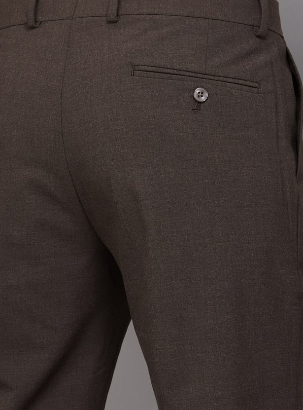 BLACKBERRYS Solid Slim Straight Formal Trousers