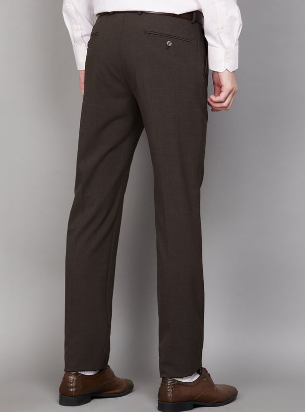 BLACKBERRYS Solid Slim Straight Formal Trousers