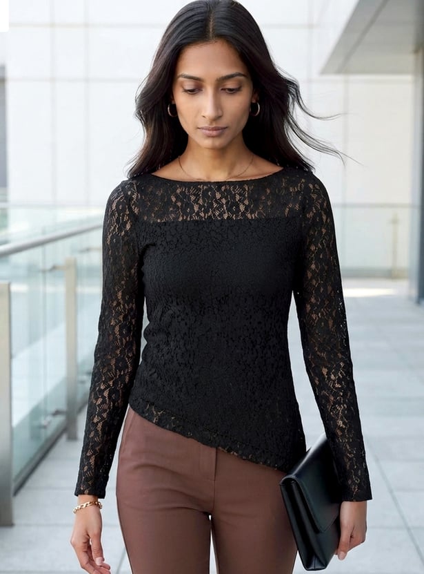 CODE Lace Asymmetric Top