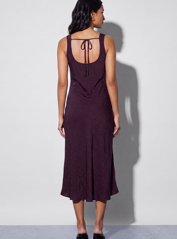 CODE Self Design Cowl Neck Midi Dress