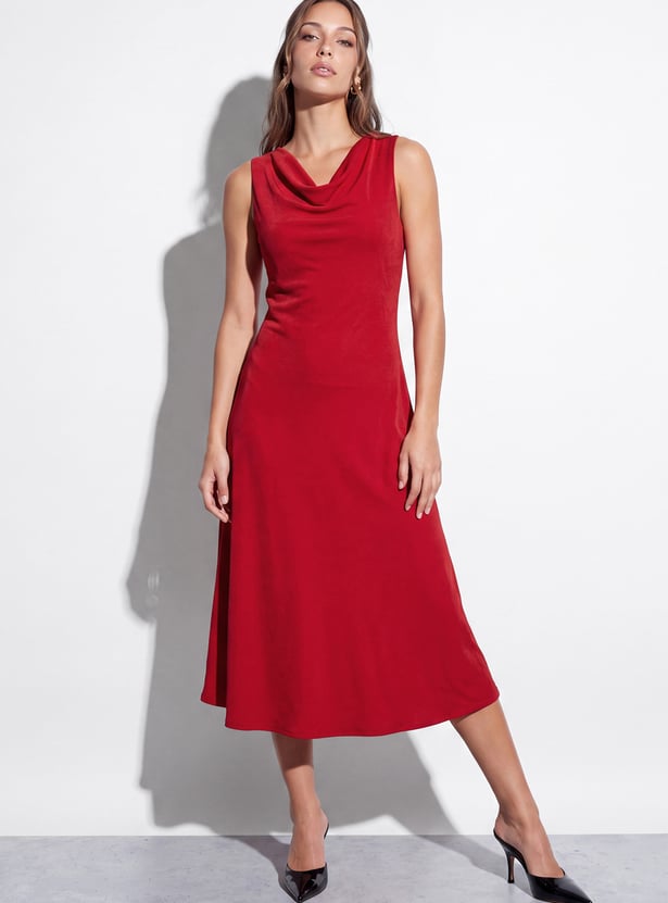 CODE Sleeveless Cowl Neck Midi Dress