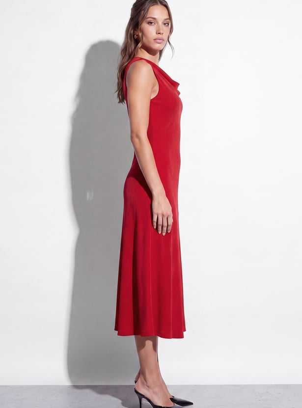 CODE Sleeveless Cowl Neck Midi Dress