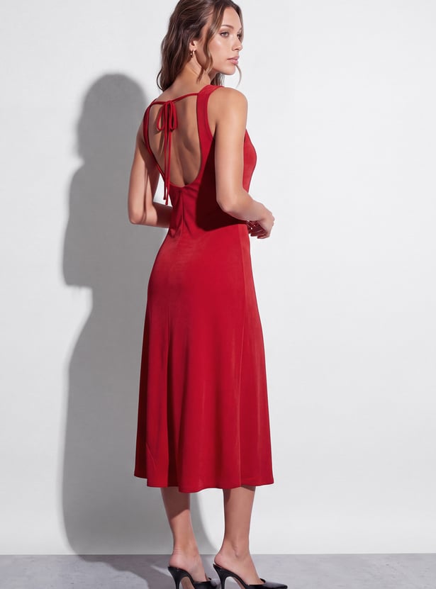 CODE Sleeveless Cowl Neck Midi Dress