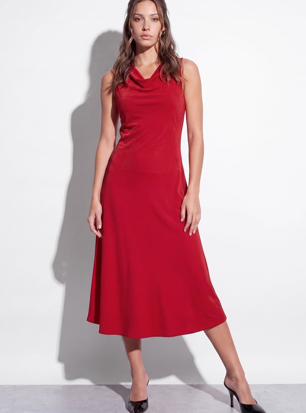 CODE Sleeveless Cowl Neck Midi Dress
