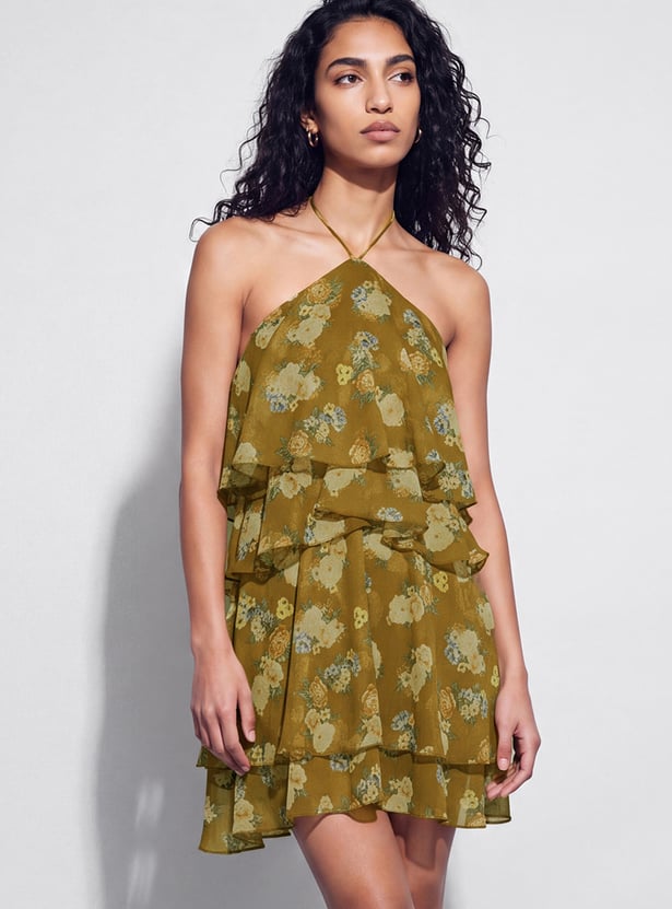 GINGER Floral Print Layered Mini Dress