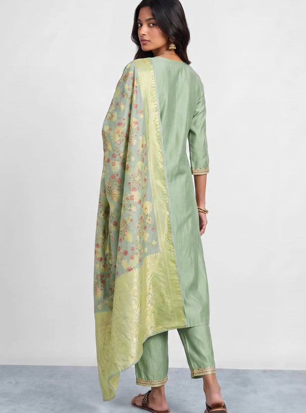 MELANGE Embroidered Straight Kurta Set