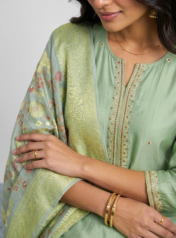 MELANGE Embroidered Straight Kurta Set