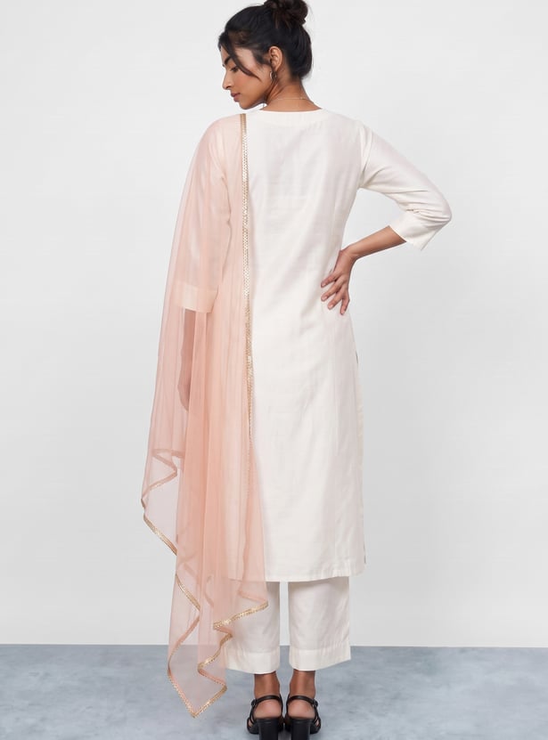MELANGE Embroidered Straight Kurta Set