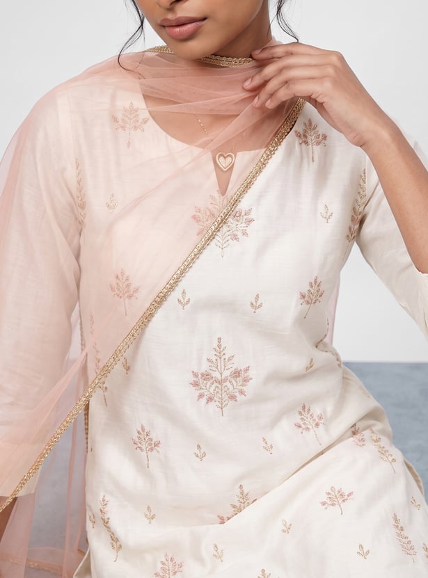 MELANGE Embroidered Straight Kurta Set