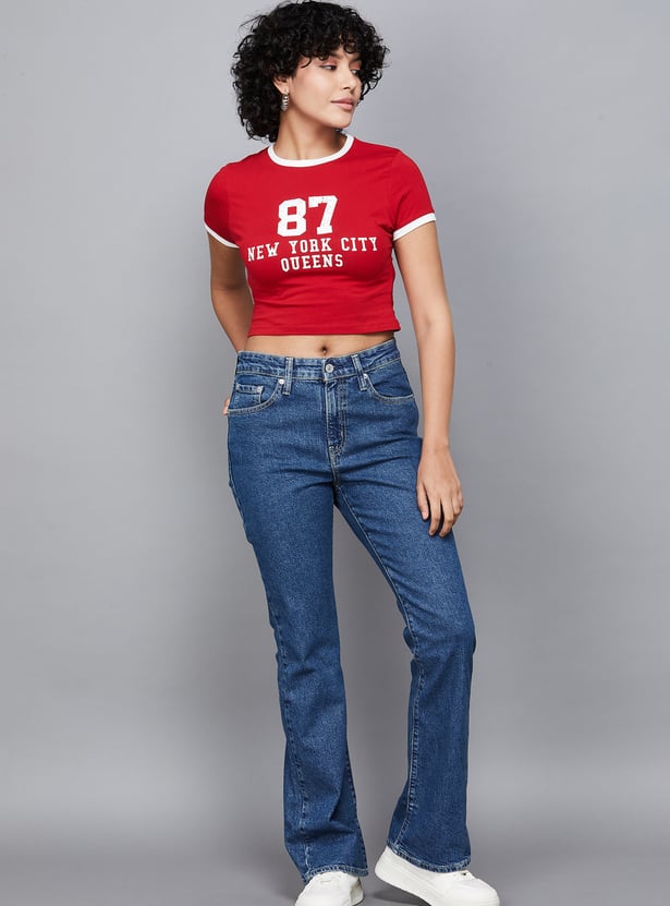 LEVI'S Solid High-Rise Flared Jeans