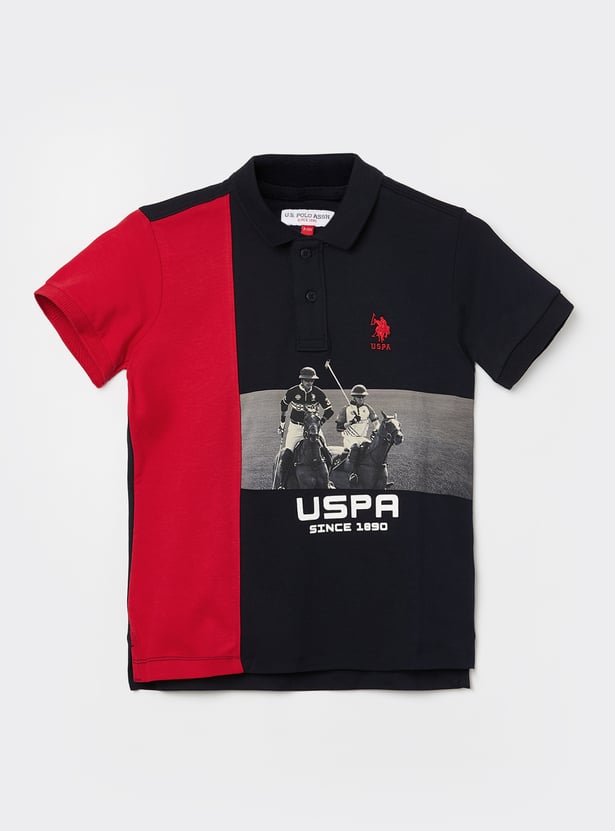 US POLO ASSN KIDS Boys Graphic Print Polo T-shirt