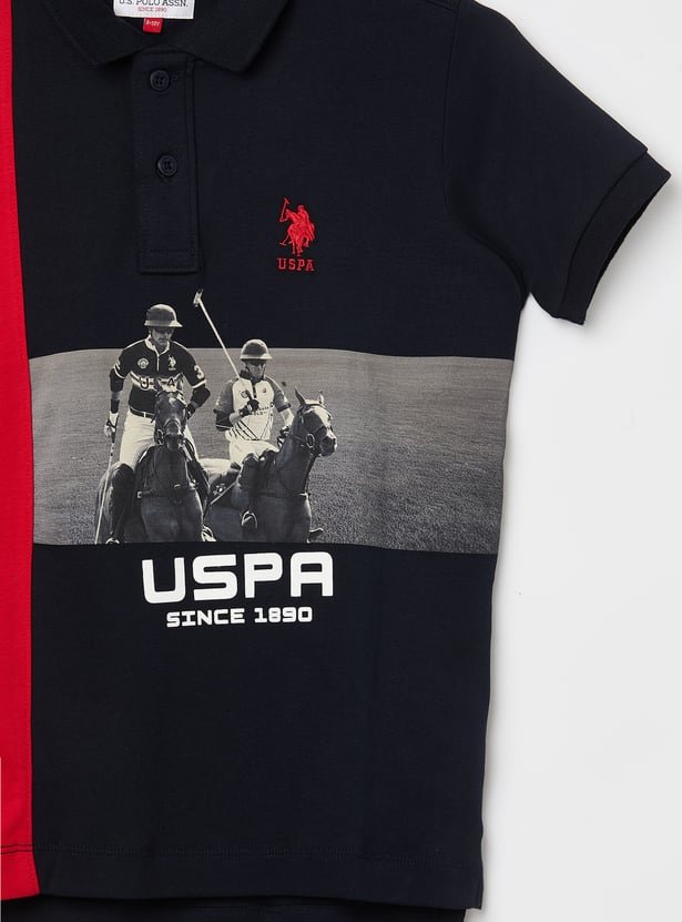 US POLO ASSN KIDS Boys Graphic Print Polo T-shirt