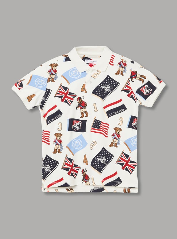 US POLO ASSN Kids Boys Printed Polo T-shirt