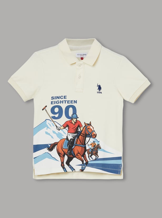 US POLO ASSN KIDS Boys Graphic Print Polo T-shirt