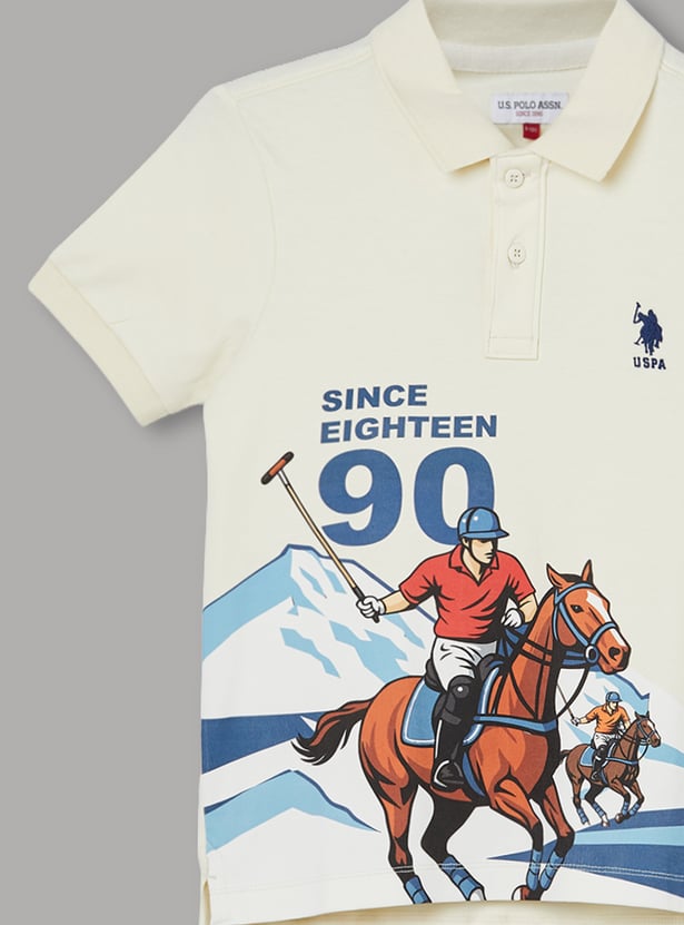 US POLO ASSN KIDS Boys Graphic Print Polo T-shirt