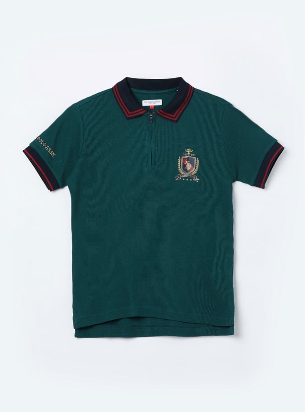 US POLO ASSN KIDS Boys Textured Polo T-shirt