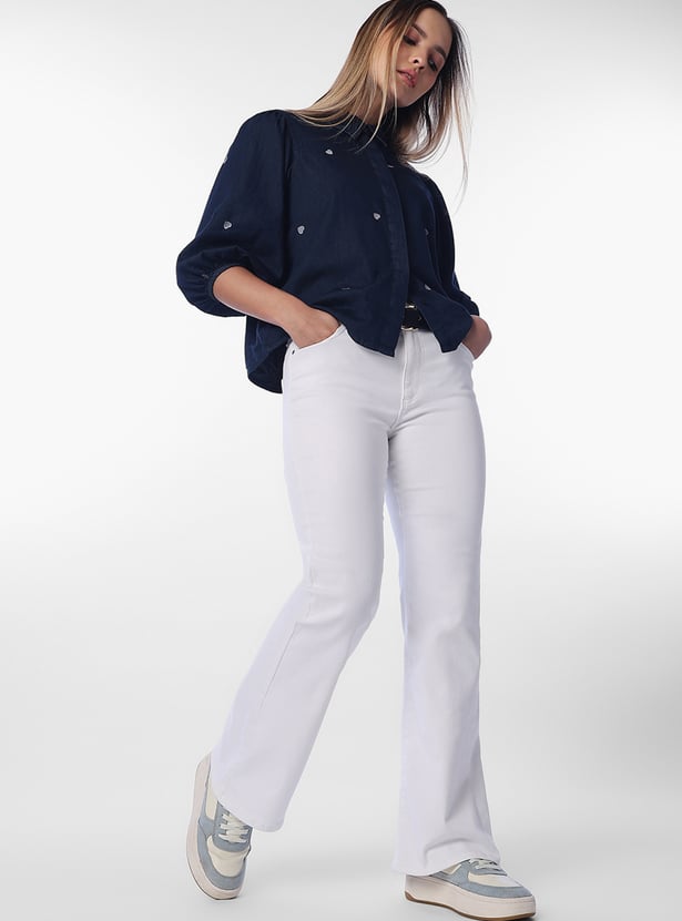 ONLY Solid Flared Jeans