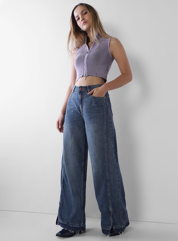 ONLY Mid Wash Wide Leg Jeans