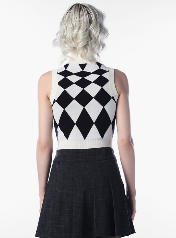 ONLY Patterned High-Neck Sleeveless Sweatshirt